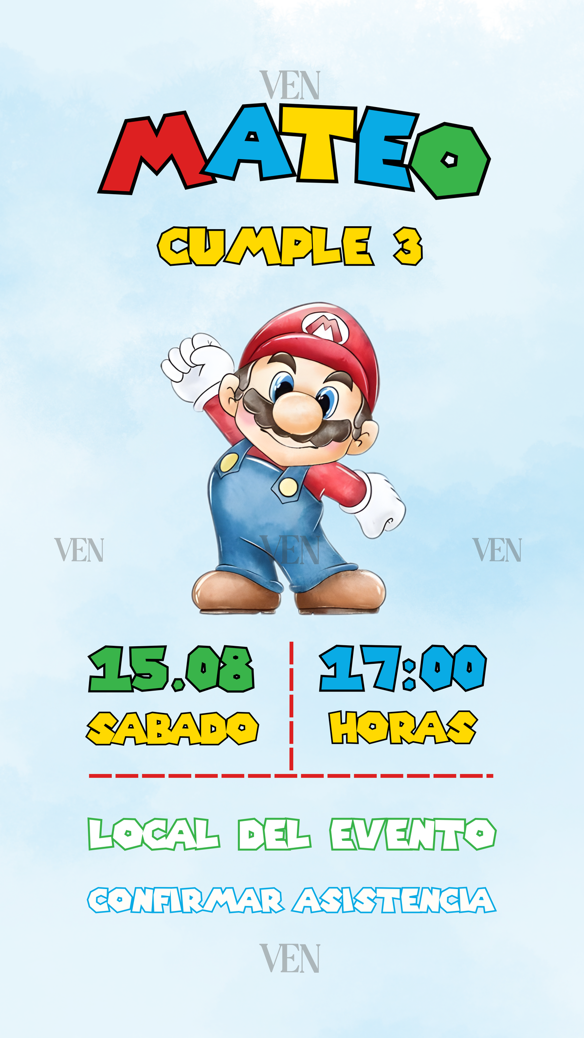 Imagen estática | Infantil | Mario Bros acuarelado