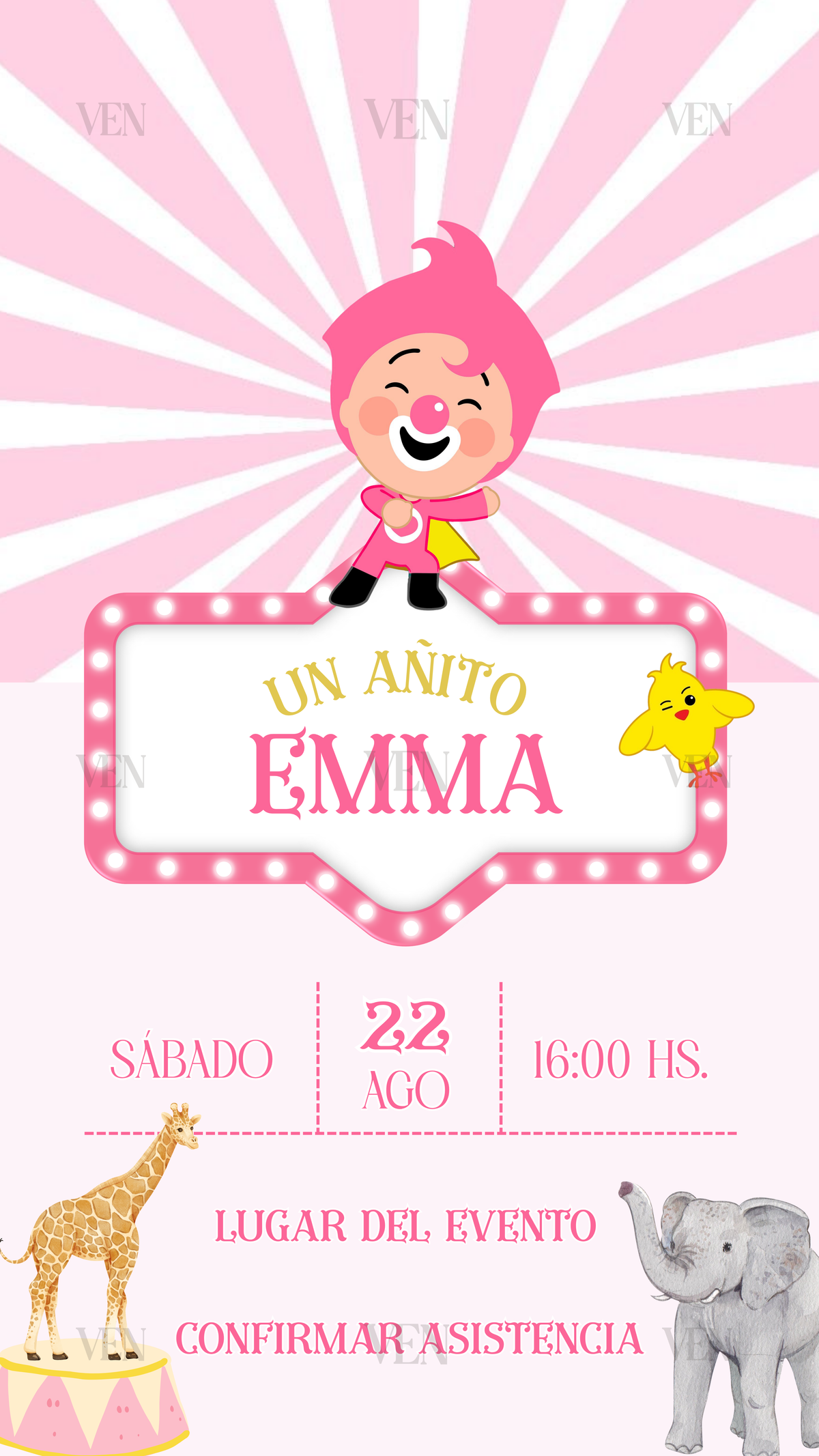 Imagen estática | Infantil | Circo Plim plim rosa