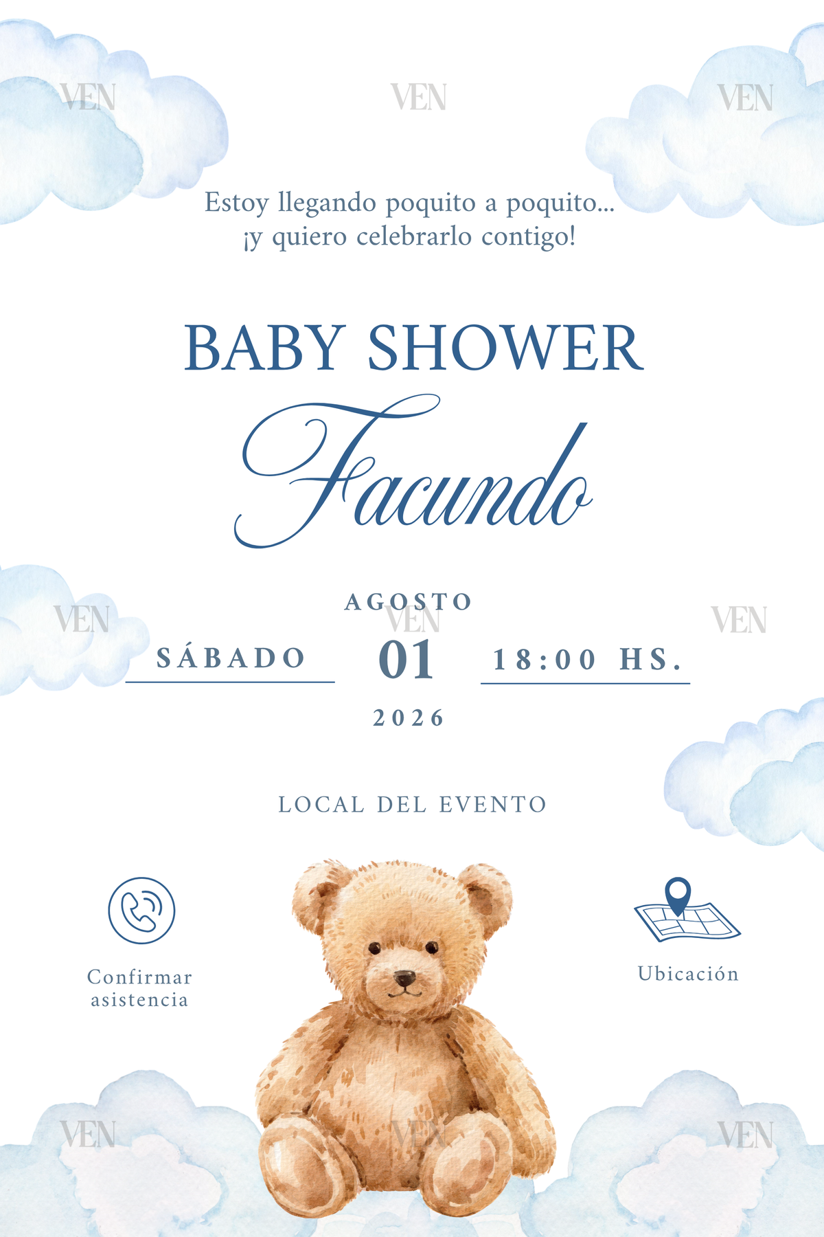 PDF mini | Baby shower | Osito azul