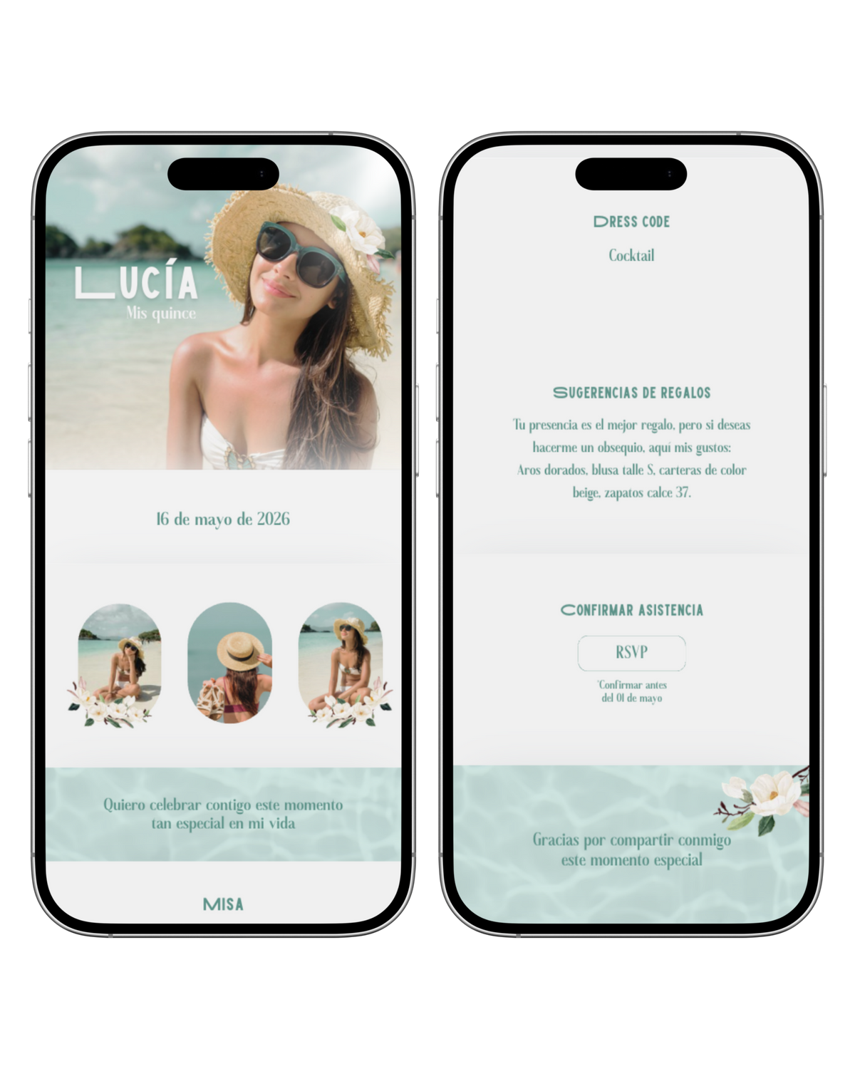 Web Estándar (Prediseñada) | Quinceaños | Playa