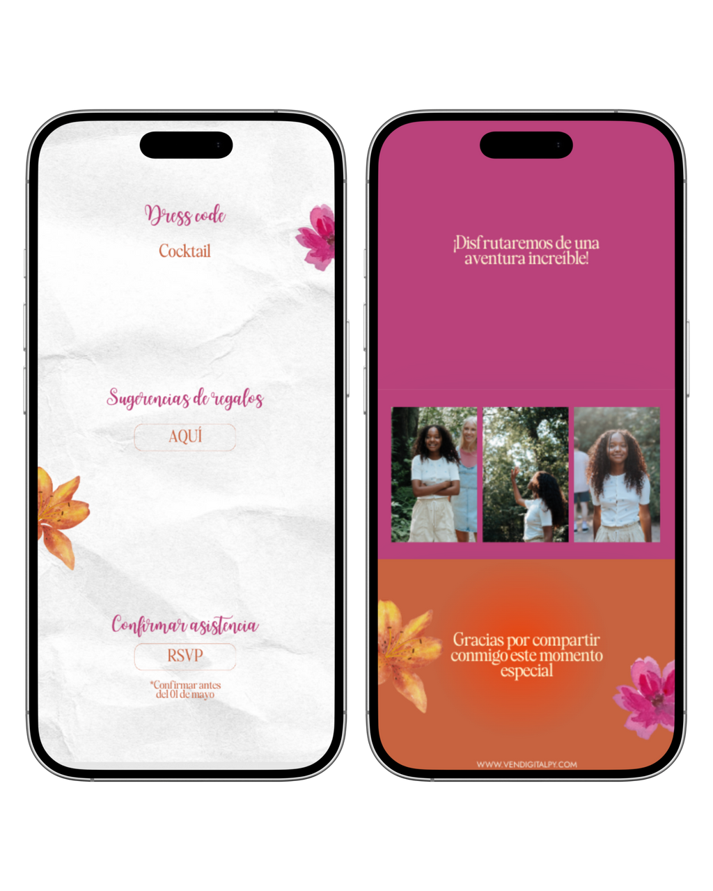 Web Estándar (Prediseñada) | Quinceaños | Flores & colores vivos