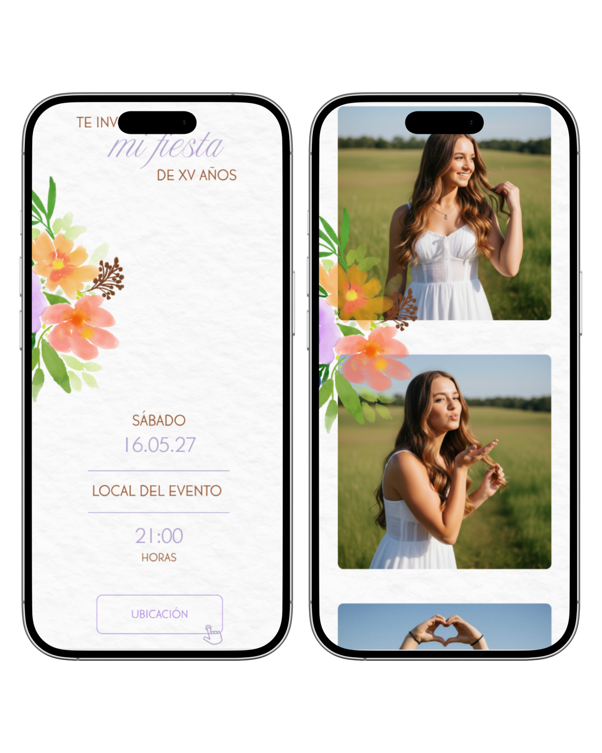 Web Estándar (Prediseñada) | Quinceaños | Flores coloridas