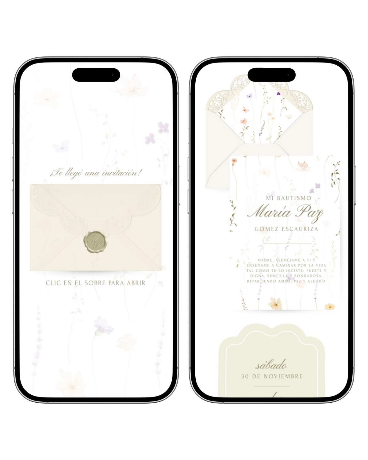 Web Scrapbook Prediseñada | Bautismo | Floral acuarela